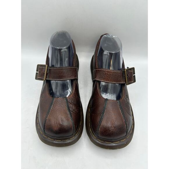 RARE Vtg Dr. Martens Women's 9Brown Leather Daisy Flower ShoesChunky Mary Jane - Picture 4 of 10